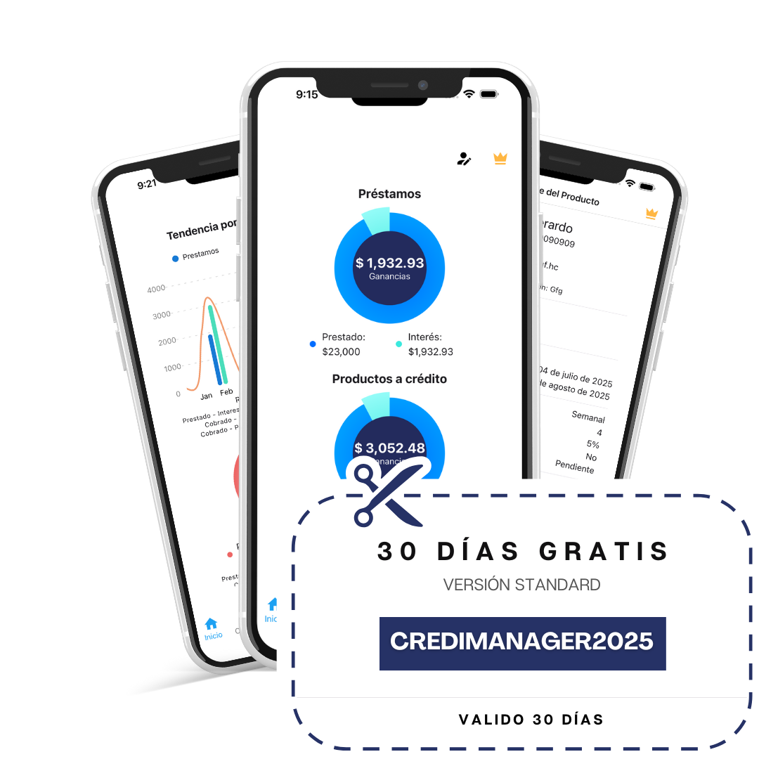 Interfaz CrediManager en móvil